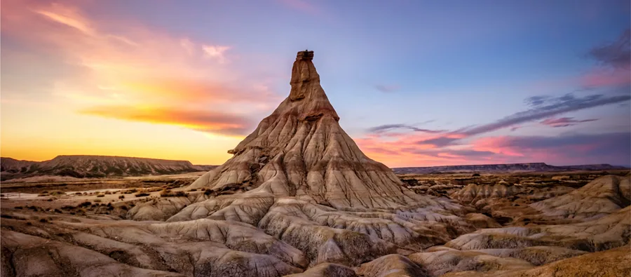 The Bardenas Reales — a lunar landscape in ochre tones.